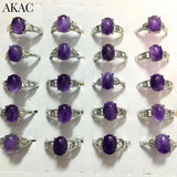 6pcs/set Amethyst Copper Adjustable Ring 8*10mm