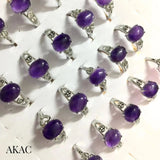 6pcs/set Amethyst Copper Adjustable Ring 8*10mm
