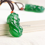 6pcs Handwork Green Red Agate Jade Carved PiXiu Lucky Pendant Necklace