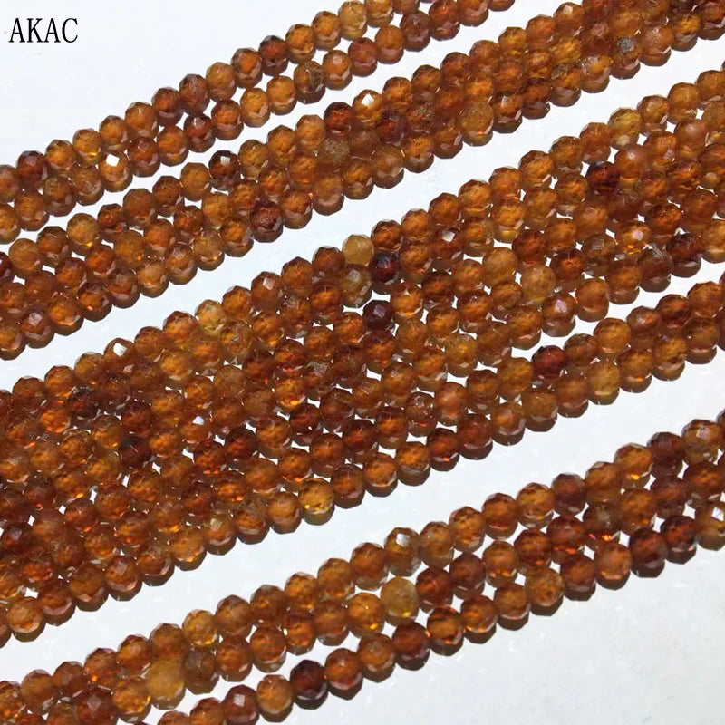 Faceted Orange Garnet Loose Beads 3mm for DIY Bracelet Necklace