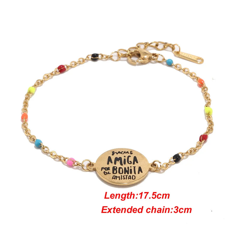 Charm Bracelet Stainless Steel Chain Link Slim DIY Jewelry Women Girls Gift