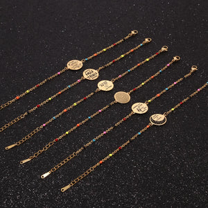 Charm Bracelet Stainless Steel Chain Link Slim DIY Jewelry Women Girls Gift