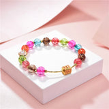 Natural Stone Crystal Beads Bracelet 8mm Lucky Charm Bohemian Casual 7.5in