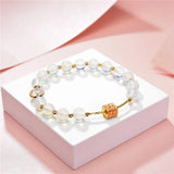 Natural Stone Crystal Beads Bracelet 8mm Lucky Charm Bohemian Casual 7.5in