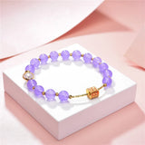 Natural Stone Crystal Beads Bracelet 8mm Lucky Charm Bohemian Casual 7.5in