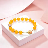 Natural Stone Crystal Beads Bracelet 8mm Lucky Charm Bohemian Casual 7.5in