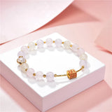 Natural Stone Crystal Beads Bracelet 8mm Lucky Charm Bohemian Casual 7.5in