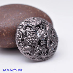 6x 35mm Antique Brass Chinese Dragon Concho Buttons DIY Leathercraft Wallet Belt