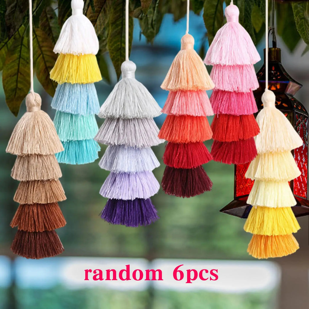 Boho Pompom Tassel Bag Charms Chain Keychain Pendant Fringe Decor