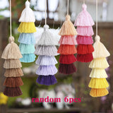 Boho Pompom Tassel Bag Charms Chain Keychain Pendant Fringe Decor