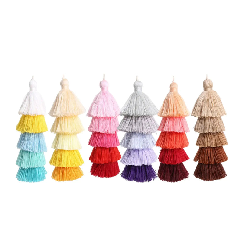 Boho Pompom Tassel Bag Charms Chain Keychain Pendant Fringe Decor