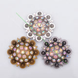 Colorful Crystal Leather Western Belt Rhinestone Concho Screwback
