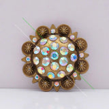 Colorful Crystal Leather Western Belt Rhinestone Concho Screwback