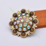 Colorful Crystal Leather Western Belt Rhinestone Concho Screwback