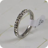 Circle CZ Rhinestone Wedding Ring Stainless Steel Comfort Fit