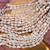 6x10MM Natural Freshwater Pearl Baroque Loose Beads 38Pcs/Strand