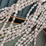 6x10MM Natural Freshwater Pearl Baroque Loose Beads 38Pcs/Strand