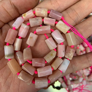 10mm Natural Pink Opal Stone Beads Tube Column Spacer Loose Beads 15''