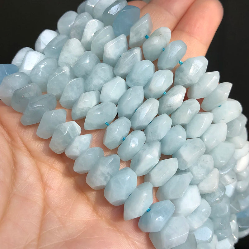6x11mm Natural Aquamarines Stone Beads Irregular Rhombus Loose Spacer Beads
