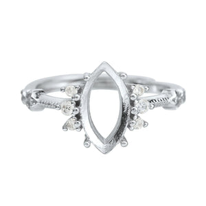 6x12MM Marquise Prong Ring Setting 925 Silver Rose Plated DIY Bezel