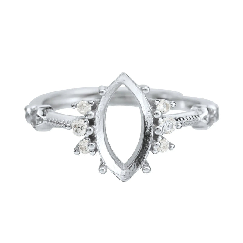 6x12MM Marquise Prong Ring Setting 925 Silver Rose Plated DIY Bezel