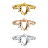 6x12MM Marquise Prong Ring Setting 925 Silver Rose Plated DIY Bezel