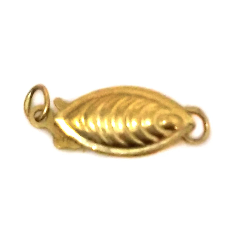 14K Solid Yellow Clasp Filigree Fish Shape 6x12mm