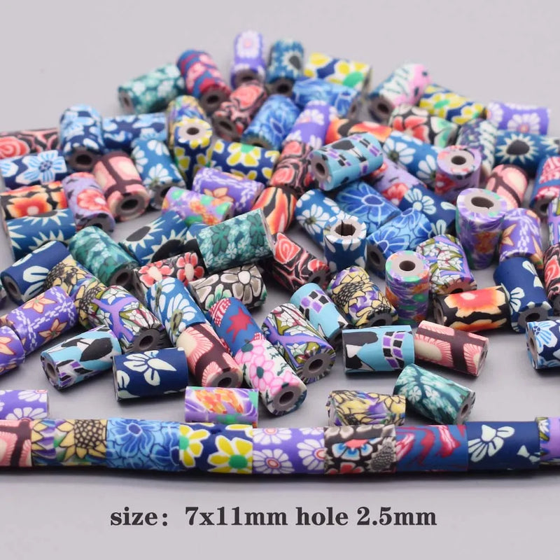 6x12mm Flower Pattern Polymer Clay Spacer Beads for DIY Jewelry Making