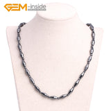 6x12mm Hematite Beaded Necklace 19 Inches