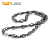 6x12mm Hematite Beaded Necklace 19 Inches