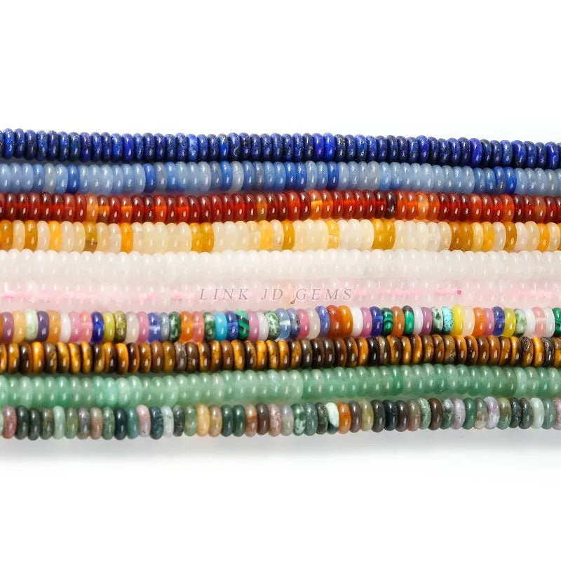 6x2mm Multicolor Abacus Beads Pink Quartz Green Aventurine Agate