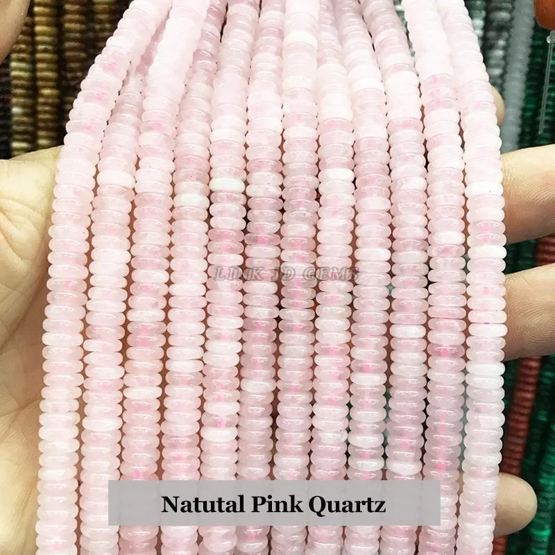 6x2mm Multicolor Abacus Beads Pink Quartz Green Aventurine Agate