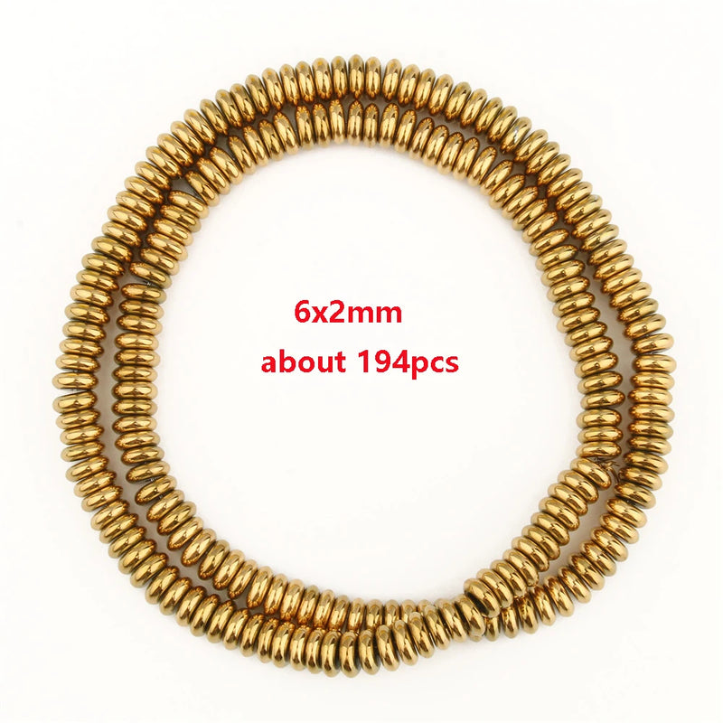 6x2mm Hematite Beads Natural Stone Spacer for Jewelry Making