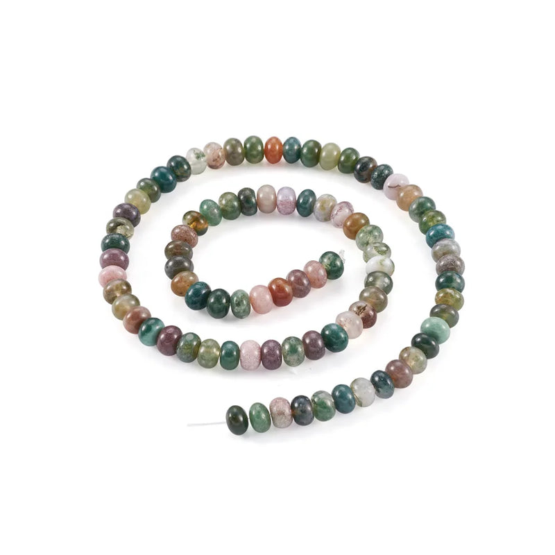 6x4mm Dark Green Indian Agates Spacer Beads