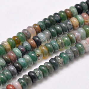 6x4mm Dark Green Indian Agates Spacer Beads