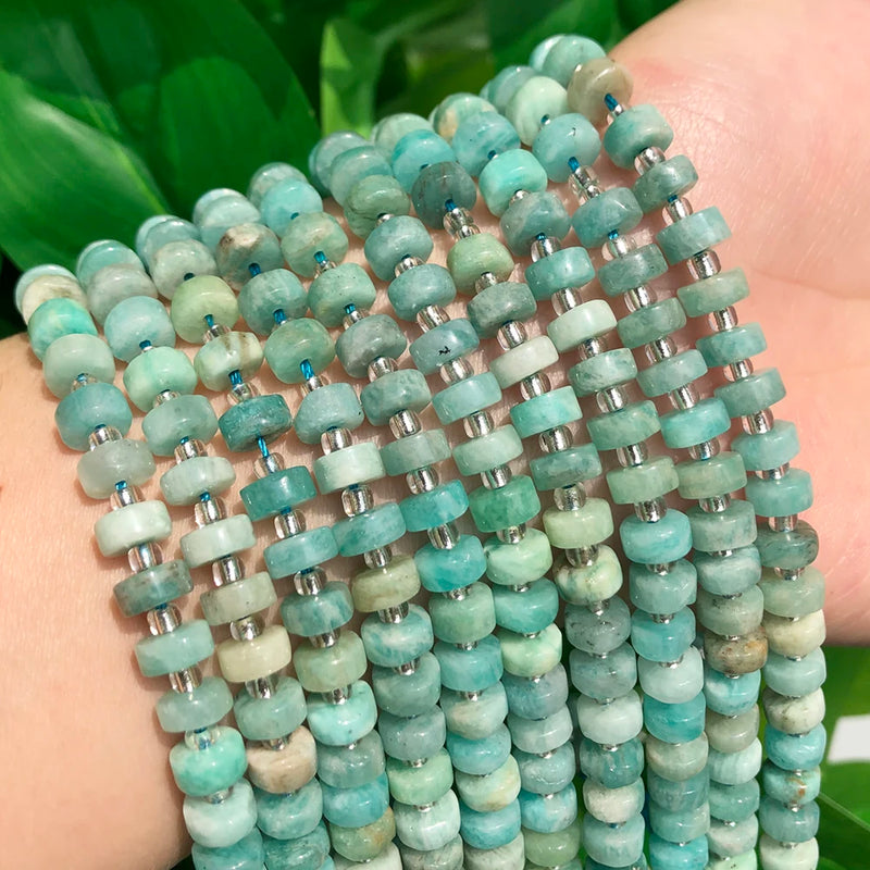 Amazonite Smooth Rondelle Stone Beads 7.5'' Strand