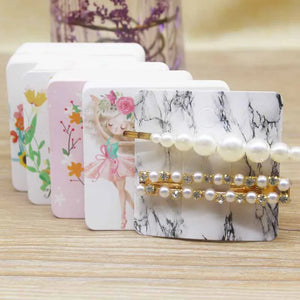 50pcs Brown Hair Card Jewelry Hair Clip Display Blank Paper Square Shape 6x6cm