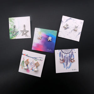 50pcs Macaron Earring Cards 6x6cm Printed Jewelry Display