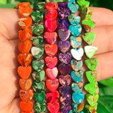 6x6mm Natural Stone Love Heart Triangle Spacer Beads for Jewelry Making