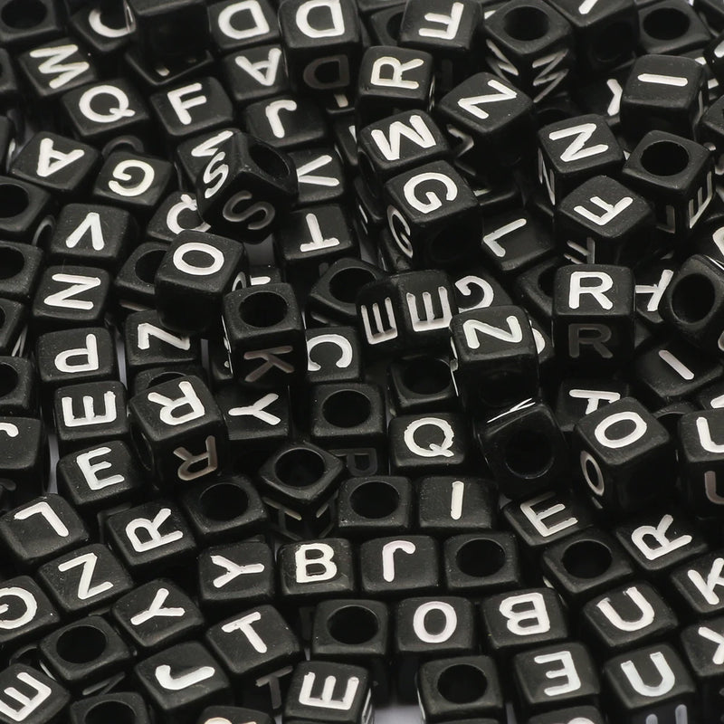 6x6mm Square Acrylic Letter Beads for DIY Jewelry Making