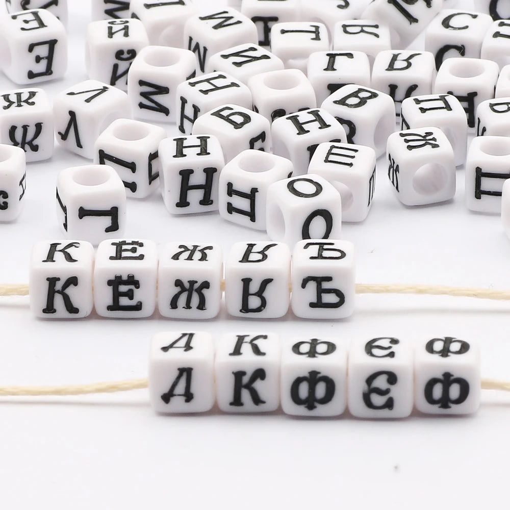 6x6mm Square Colored Acrylic Beads Letters Heart Loose Beads Jewelry Making DIY