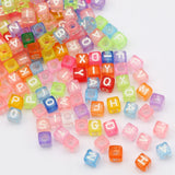 6x6mm Square Colored Acrylic Beads Letters Heart Loose Beads Jewelry Making DIY
