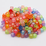 6x6mm Square Colored Acrylic Beads Letters Heart Loose Beads Jewelry Making DIY