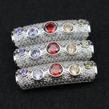 3pc 6x7x28mm Column Copper Spacer Beads Crystal Beads DIY Jewelry Making
