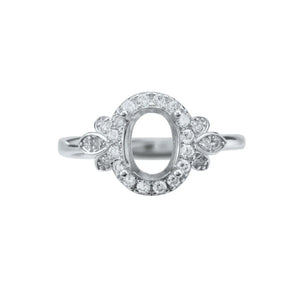 6x8MM Breast Milk Resin Oval Prong Ring Solid 925 Sterling Silver