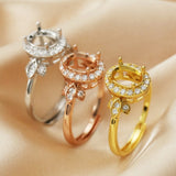 6x8MM Breast Milk Resin Oval Prong Ring Solid 925 Sterling Silver