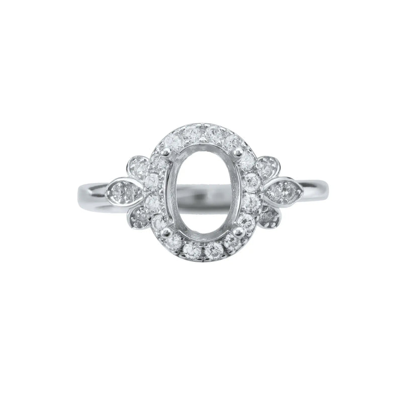 6x8MM Breast Milk Resin Oval Prong Ring Solid 925 Sterling Silver