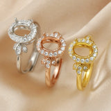 6x8MM Breast Milk Resin Oval Prong Ring Solid 925 Sterling Silver