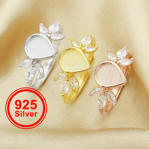 6x8MM Breast Milk Resin Ring, Sterling Silver Rose Plated Art Deco Setting