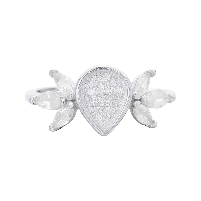 6x8MM Breast Milk Resin Ring, Sterling Silver Rose Plated Art Deco Setting